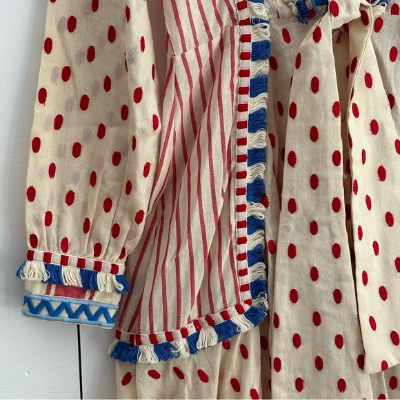 Dodo Bar Or Padma Polka Dot Stripe Dress Front Tie Size M New - Picture 10 of 16